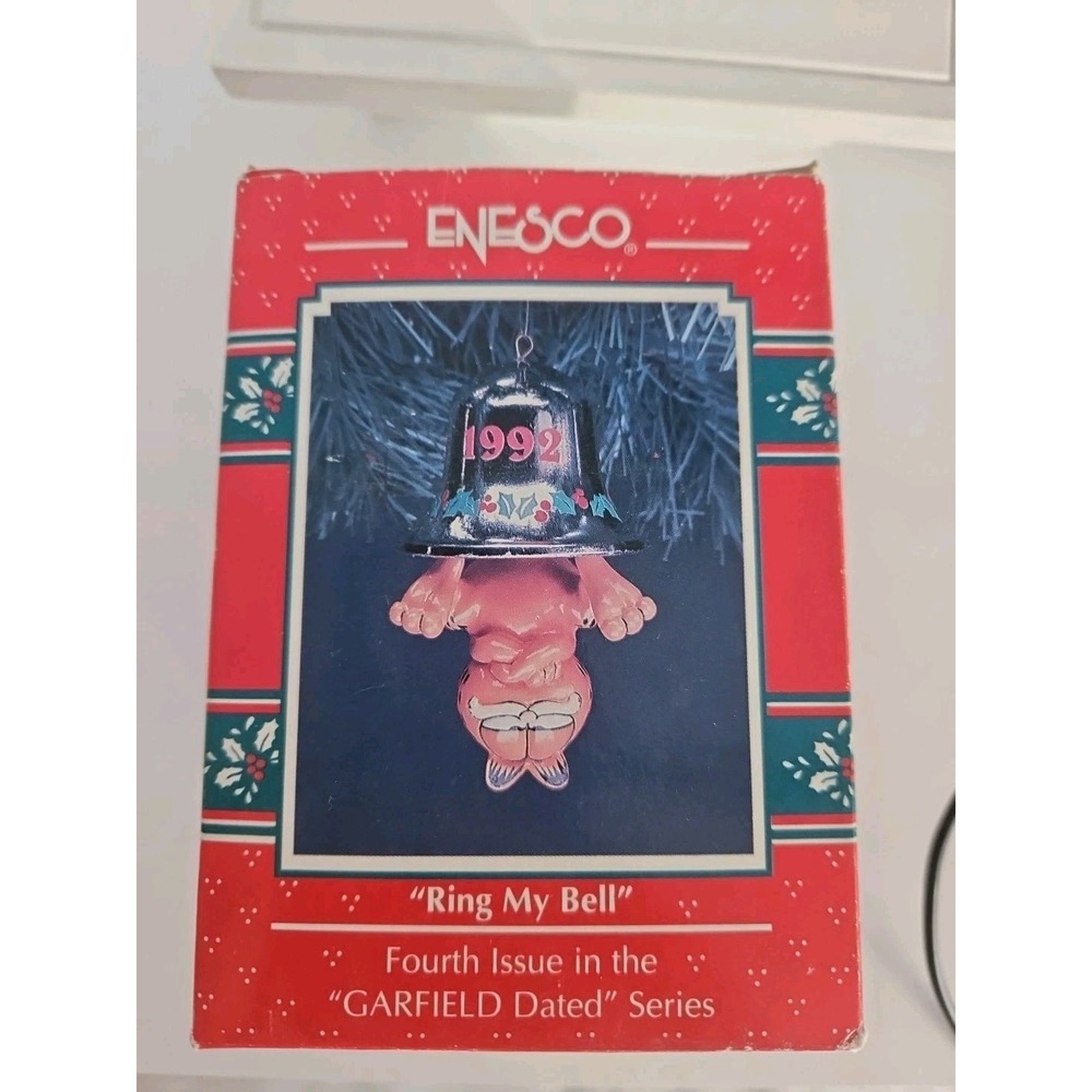 Garfield 1992 Enesco Christmas Ornament "Ring My Bell" Garfield Dated Series 4th